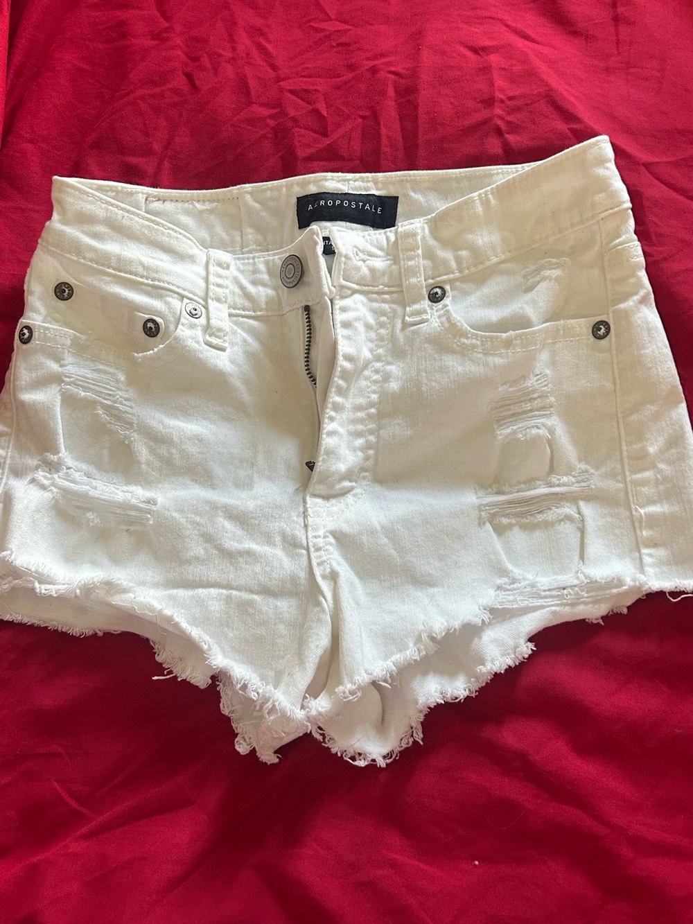 Aeropostale White Distressed Denim Cutoff Shorts